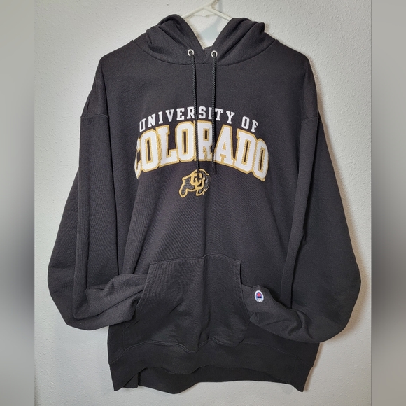SOLD Champion University of Colorado College Black Sweatshirt Hoodie Size Large - Picture 2 of 12
